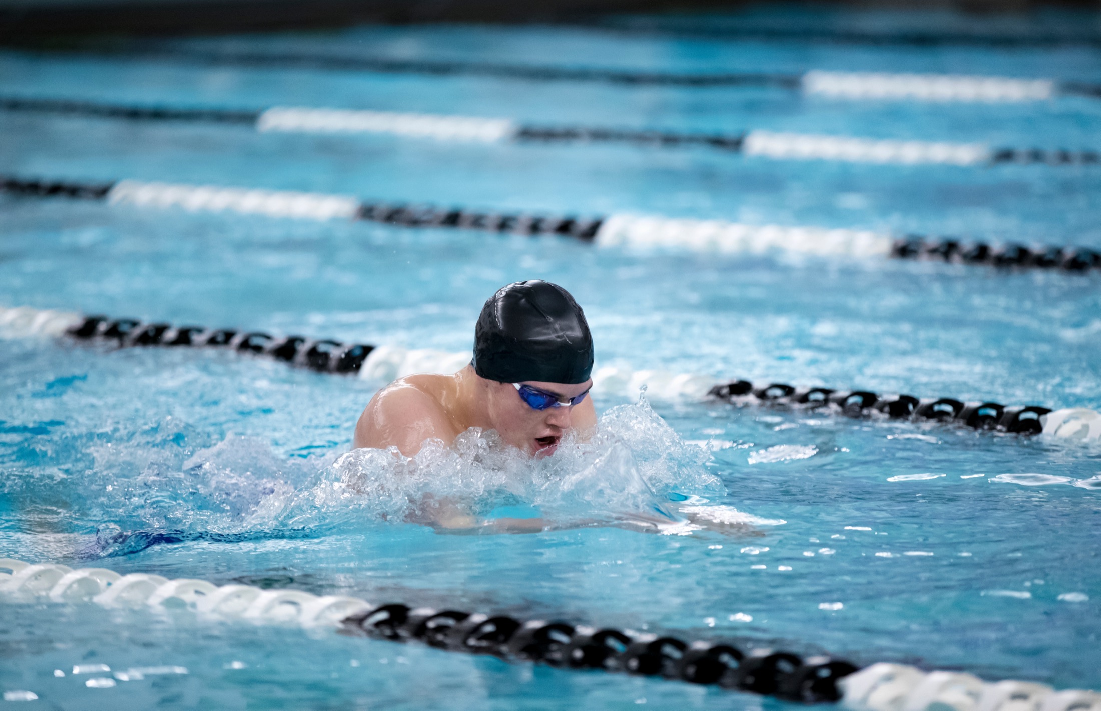 Breaststroke in a short course lane